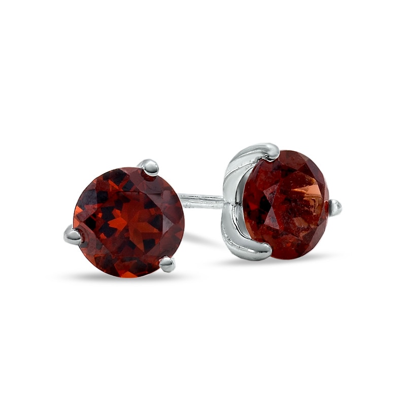 Main Image 1 of 7.0mm Garnet Stud Earrings in Sterling Silver