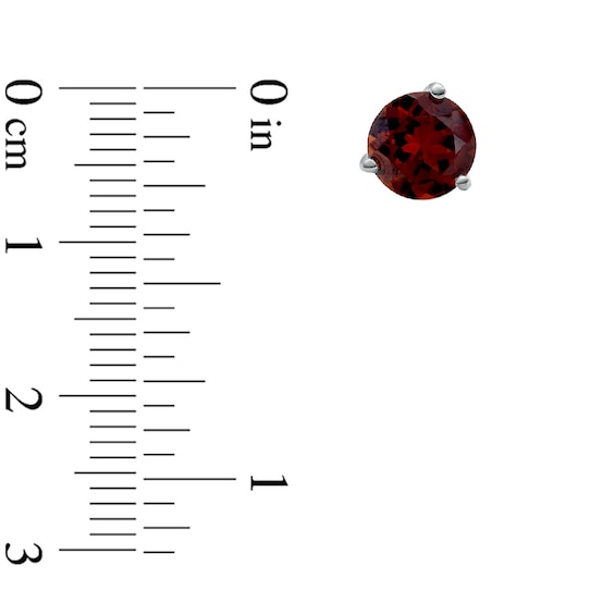 7.0mm Garnet Stud Earrings in Sterling Silver