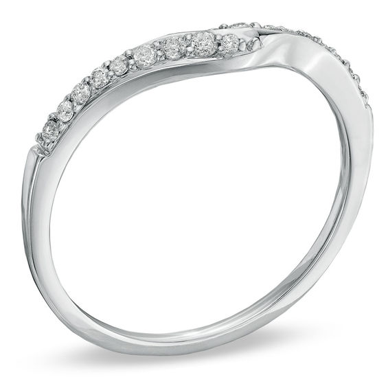 1/6 CT. T.w. Diamond Swoop Contour Wedding Band in 14K White Gold