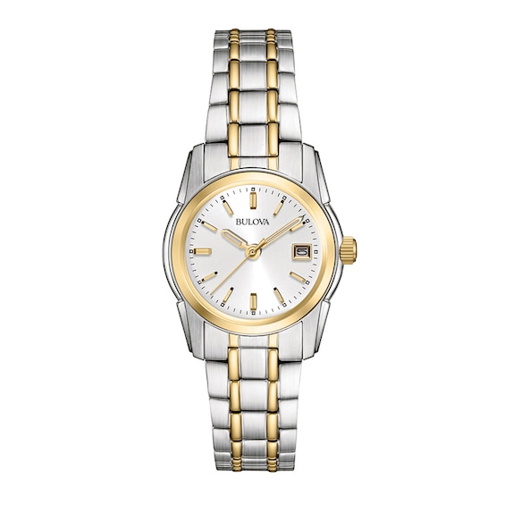 Ladies' Bulova Two-Tone Watch with Silver-Tone Dial (Model: 98M105)