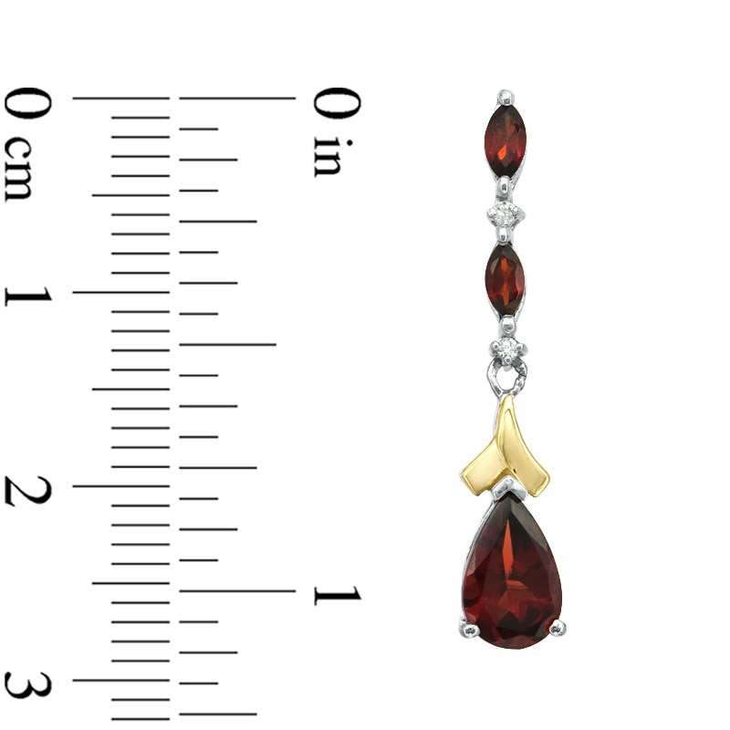 Pear-Shaped Garnet and Diamond Accent Pendant and Earrings Set in Sterling Silver and 14K Gold