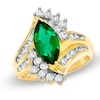 Thumbnail Image 0 of Marquise Lab-Created Emerald and White Sapphire Ring in 10K Gold