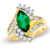 Thumbnail Image 0 of Marquise Lab-Created Emerald and White Sapphire Ring in 10K Gold