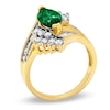 Thumbnail Image 1 of Marquise Lab-Created Emerald and White Sapphire Ring in 10K Gold