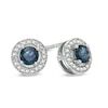 Thumbnail Image 0 of 4.0mm Blue Sapphire and 1/10 CT. T.W. Diamond Frame Stud Earrings in 10K White Gold