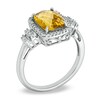 Thumbnail Image 1 of Cushion-Cut Citrine and 1/7 CT. T.W. Diamond Frame Ring in 10K White Gold
