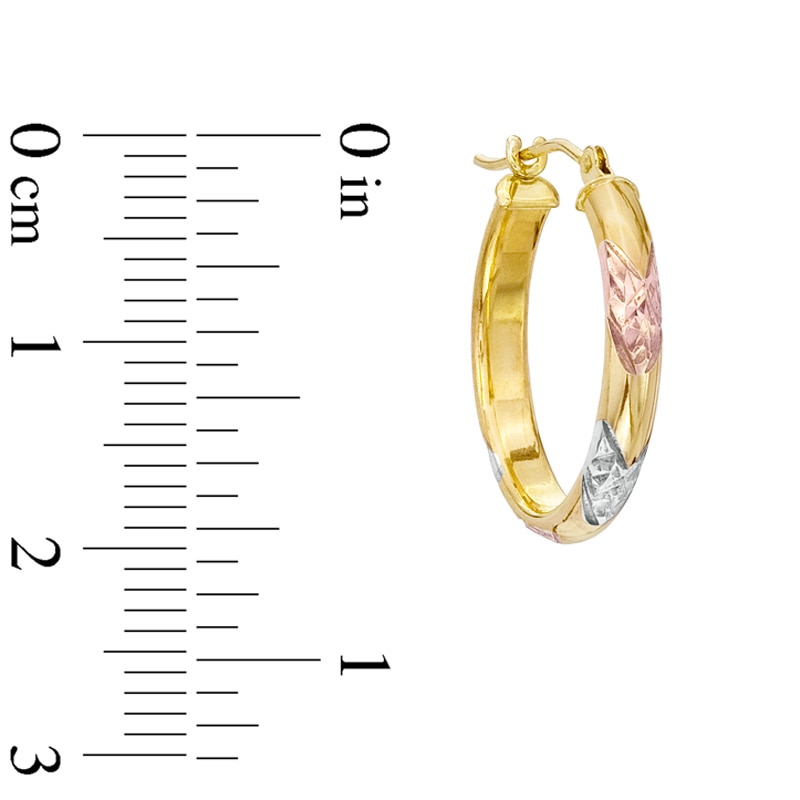 Main Image 2 of Chevron Patterned Bangle and Earrings Set in Sterling Silver and 14K Tri-Tone Gold Plate - 7.5"