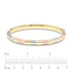 Thumbnail Image 3 of Chevron Patterned Bangle and Earrings Set in Sterling Silver and 14K Tri-Tone Gold Plate - 7.5"