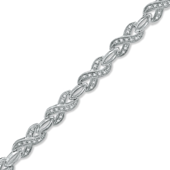 1/3 CT. T.w. Diamond Figure Eight Bracelet in Sterling Silver