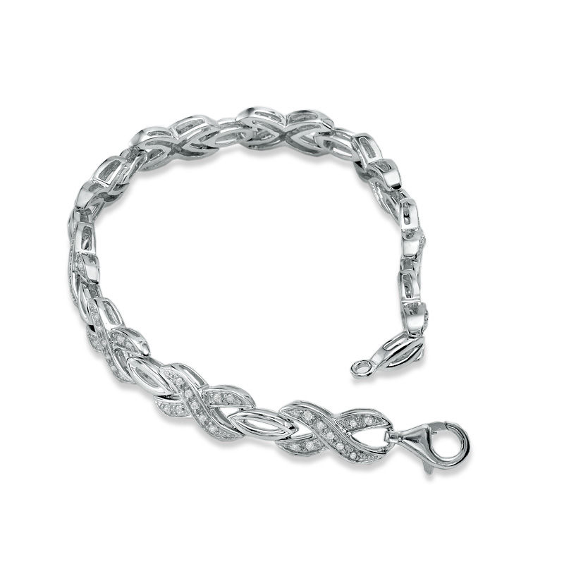 Main Image 2 of 1/3 CT. T.W. Diamond Figure Eight Bracelet in Sterling Silver