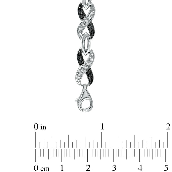 1/3 CT. T.w. Enhanced Black and White Diamond "X" Bracelet in Sterling Silver