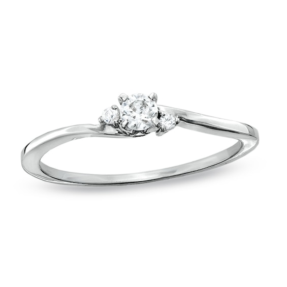 1/6 CT. T.W Diamond Three Stone Promise Ring in 10K White Gold | Zales