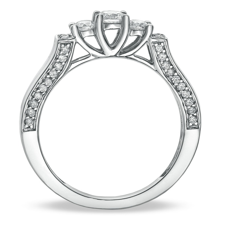 Main Image 2 of 1/2 CT. T.W. Diamond Three Stone Band in 10K White Gold