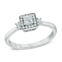 1/4 CT. T.W. Princess-Cut Diamond Frame Promise Ring in 10K White Gold