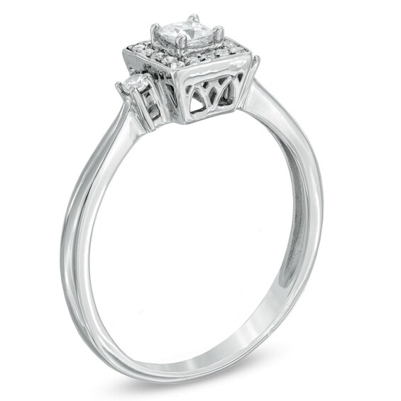 1/4 CT. T.w. Princess-Cut Diamond Frame Promise Ring in 10K White Gold