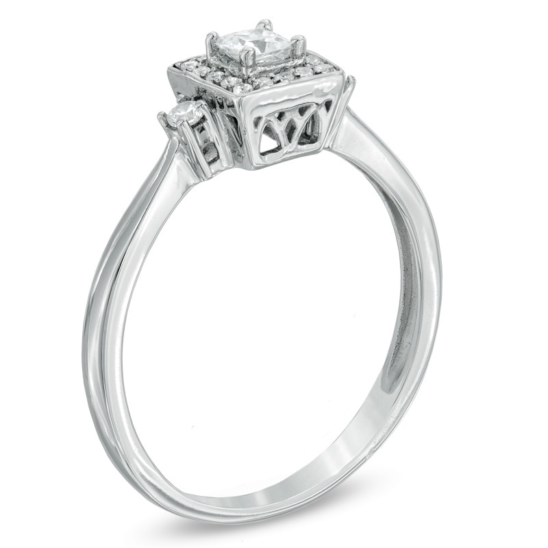 1/4 CT. T.W. Princess-Cut Diamond Frame Promise Ring in 10K White Gold