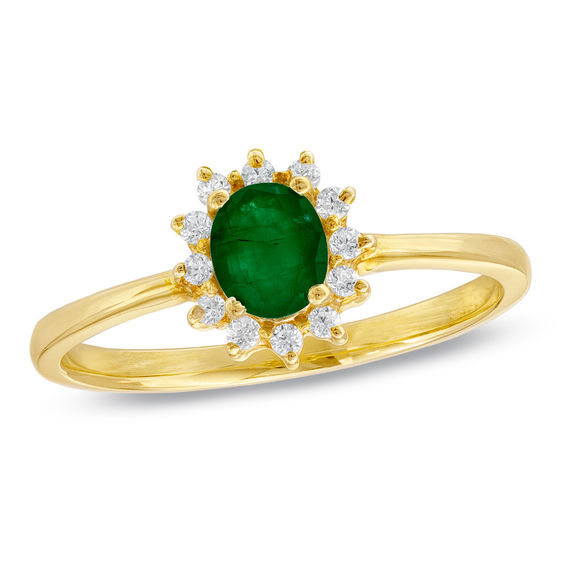 Oval Emerald and Diamond Ring in 10K Gold | Zales