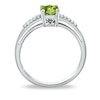 Thumbnail Image 1 of Cushion-Cut Peridot and White Topaz Accent Ring in Sterling Silver