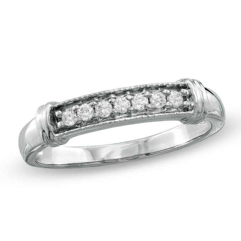 1/10 CT. T. W. Diamond Seven Stone Band in 10K White Gold