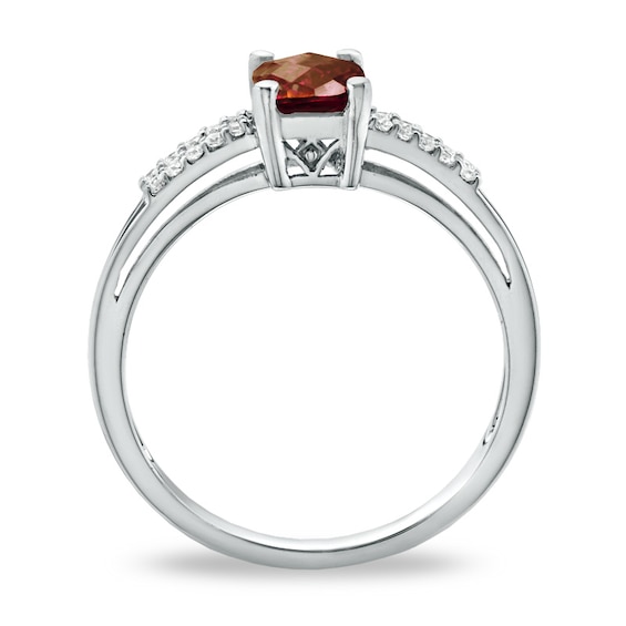 Cushion-Cut Garnet and White Topaz Ring in Sterling Silver