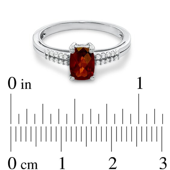 Cushion-Cut Garnet and White Topaz Ring in Sterling Silver