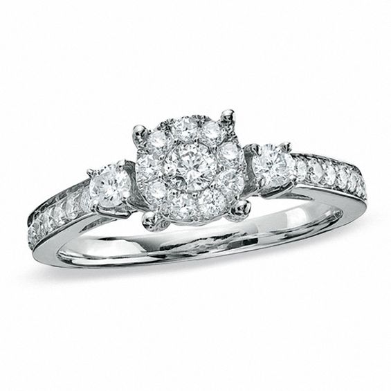 5 8 Ct T W Diamond Engagement Ring In 14k White Gold T W Diamond Engagement Ring In 14k White Gold