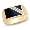 Thumbnail Image 0 of Men's Onyx Flag Ring with Diamond Accents in 10K Gold - Size 10.5