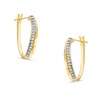 Thumbnail Image 0 of 1/5 CT. T.W. Diamond Wave Hoop Earrings in 10K Gold