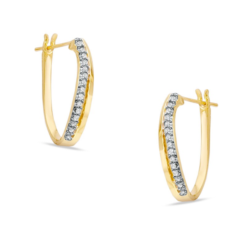 1/5 CT. T.W. Diamond Wave Hoop Earrings in 10K Gold