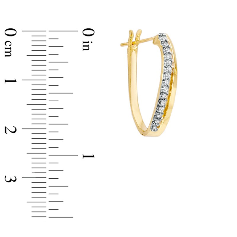 Main Image 2 of 1/5 CT. T.W. Diamond Wave Hoop Earrings in 10K Gold