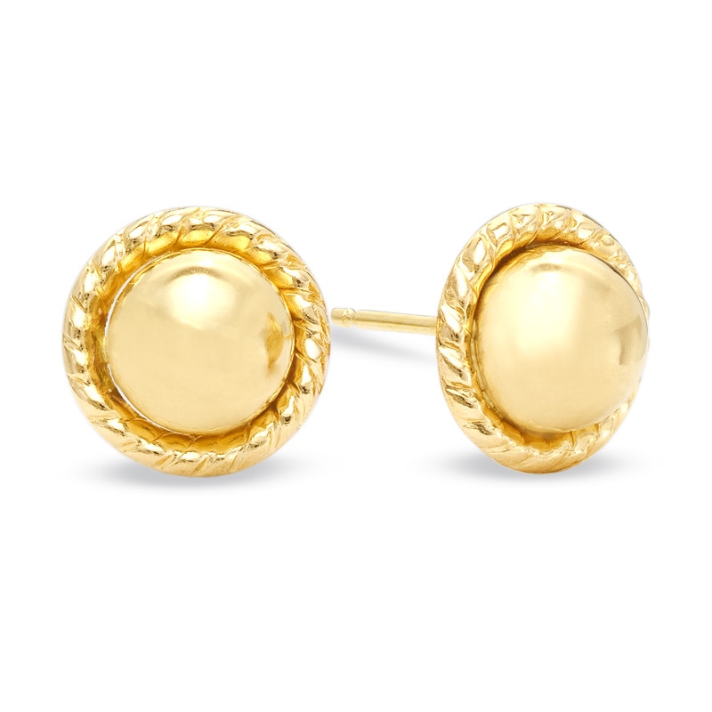 Main Image 1 of 6.0mm Gold Ball with Halo Stud Earrings in 14K Gold