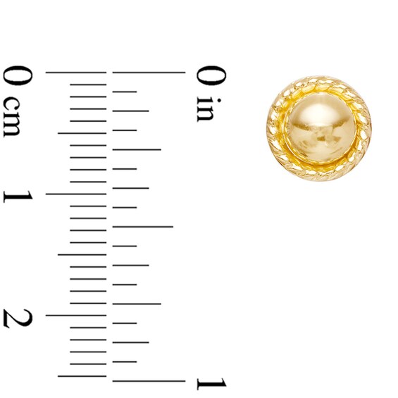 6.0mm Gold Ball with Halo Stud Earrings in 14K Gold