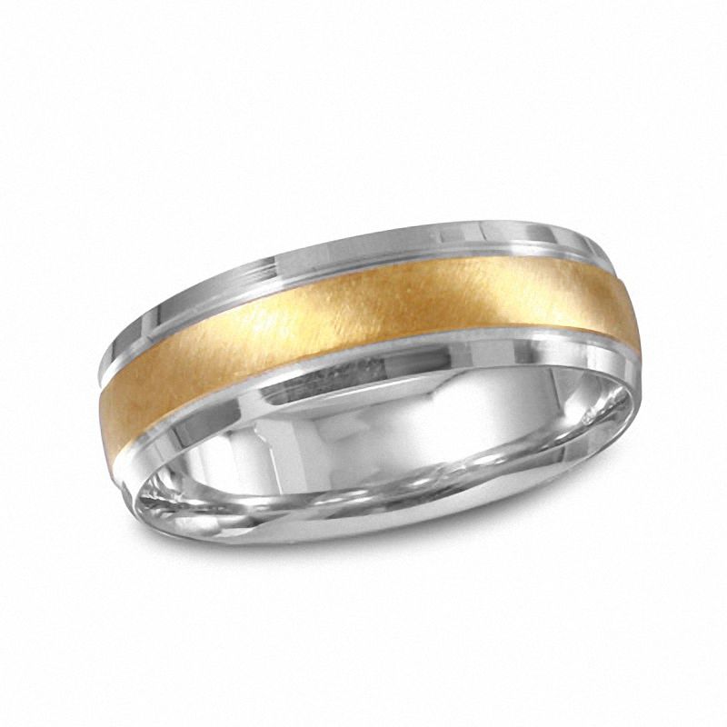 6.0mm Multi-Finish Wedding Band in 10K Two-Tone Gold