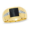 Thumbnail Image 0 of Men's 8.0mm Square Onyx and 1/5 CT. T.W. Diamond Ring in 10K Gold