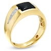 Thumbnail Image 1 of Men's 8.0mm Square Onyx and 1/5 CT. T.W. Diamond Ring in 10K Gold