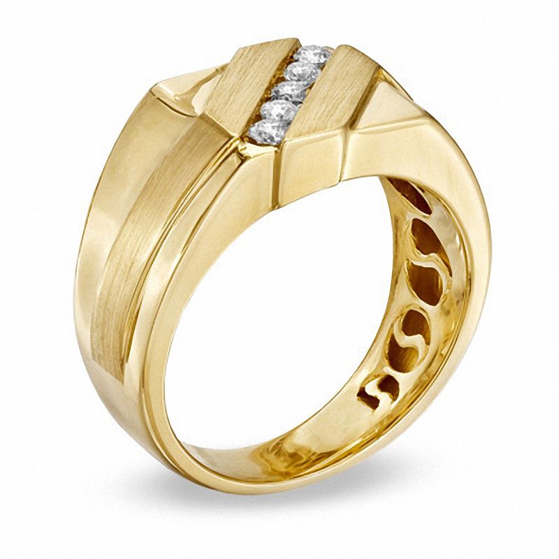 Main Image 2 of 1/3 CT. T.W. Diamond Five Stone Slant Wedding Band in 10K Gold