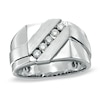 Thumbnail Image 0 of Men's 1/3 CT. T.W. Diamond Five Stone Slant Ring in 10K White Gold