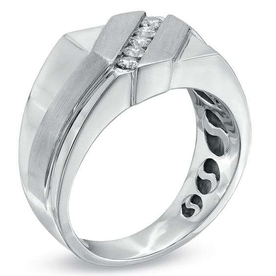 1/3 CT. T.w. Diamond Five Stone Slant Ring in 10K White Gold