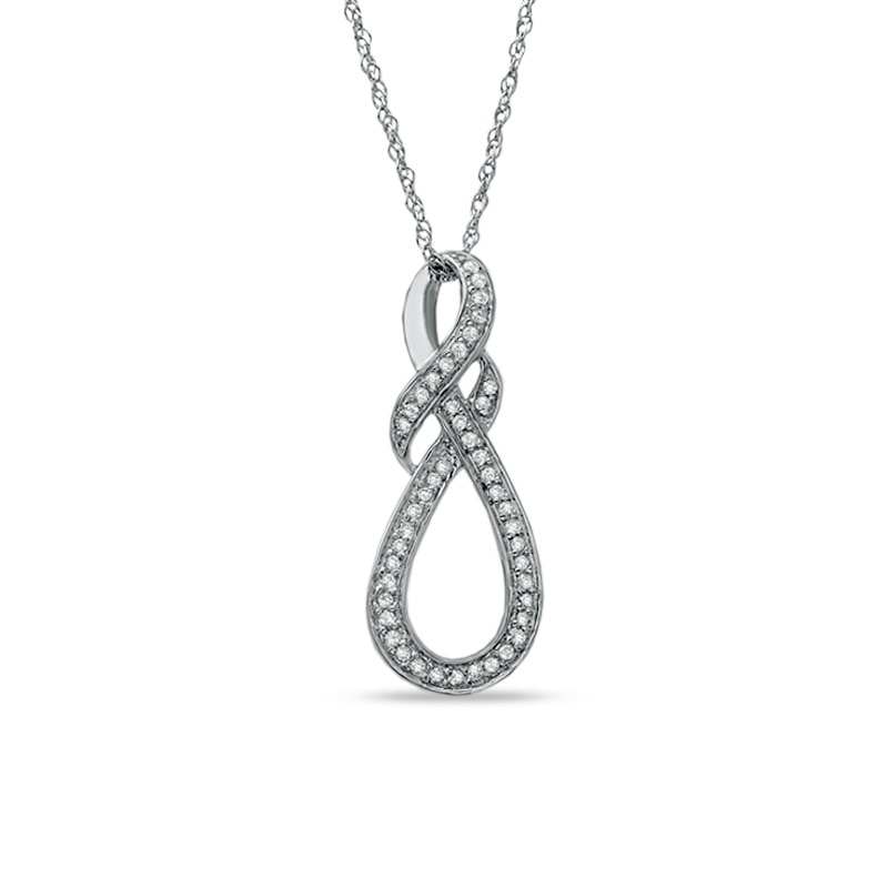 Main Image 1 of 1/4 CT. T.W. Diamond Knotted Swirl Pendant in Sterling Silver