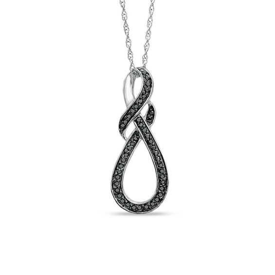 1/4 CT. T.w. Black Diamond Knotted Swirl Pendant in Sterling Silver