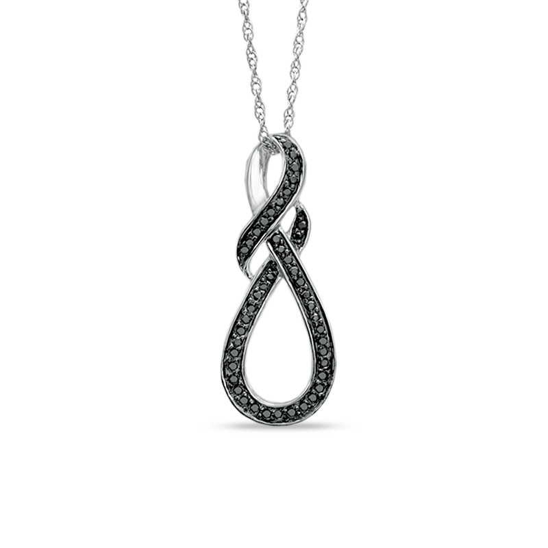 1/4 CT. T.W. Black Diamond Knotted Swirl Pendant in Sterling Silver