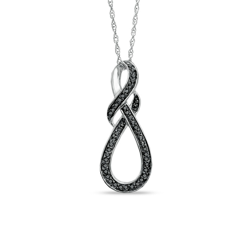 Main Image 1 of 1/4 CT. T.W. Black Diamond Knotted Swirl Pendant in Sterling Silver