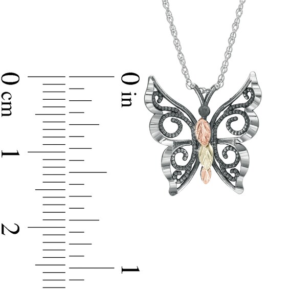 Black Hills Gold Oxidized Butterfly Pendant in Sterling Silver