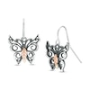 Thumbnail Image 0 of Black Hills Gold Oxidized Butterfly Drop Earrings in Sterling Silver