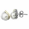 Thumbnail Image 1 of 7.0mm Freshwater Cultured Pearl and Diamond Accent Teardrop Stud Earrings in Sterling Silver and 14K Gold