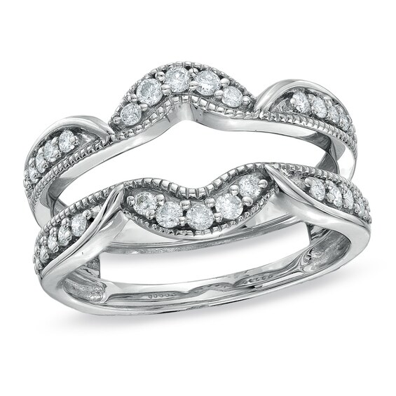 1/3 CT. T.w. Diamond Vintage Solitaire Enhancer in 14K White Gold