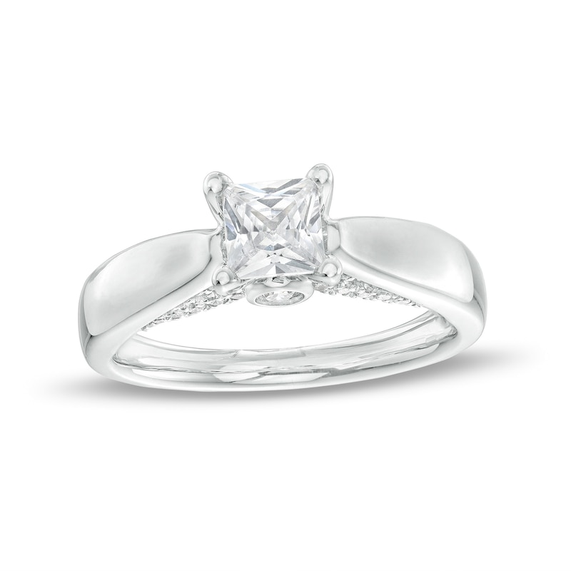 Main Image 2 of 1 CT. T.W. Certified Princess-Cut Diamond Engagement Ring in 14K White Gold (J/I2)