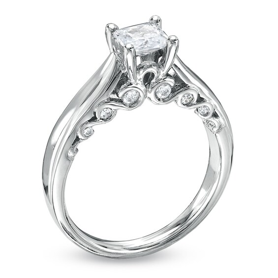 1 CT. T.W. Princess-Cut Diamond Solitaire Engagement Ring in 14K White Gold (I-J/I2) 1 CT. T.W. Princess-Cut Diamond Solitaire Engagement Ring in 14K White Gold (I-J/I2)