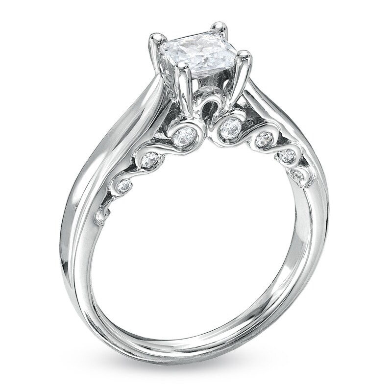 Main Image 2 of 1 CT. T.W. Princess-Cut Diamond Solitaire Engagement Ring in 14K White Gold (I-J/I2)