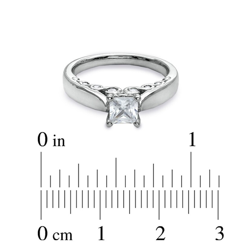 Main Image 3 of 1 CT. T.W. Princess-Cut Diamond Solitaire Engagement Ring in 14K White Gold (I-J/I2)
